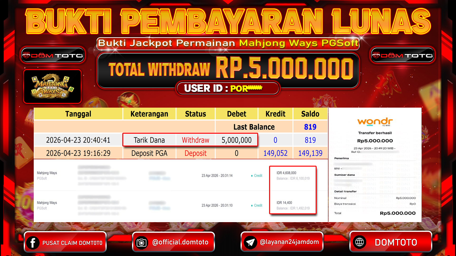 JACKPOT SLOT Mahjong Ways PGSoft 23 APRIL 2026